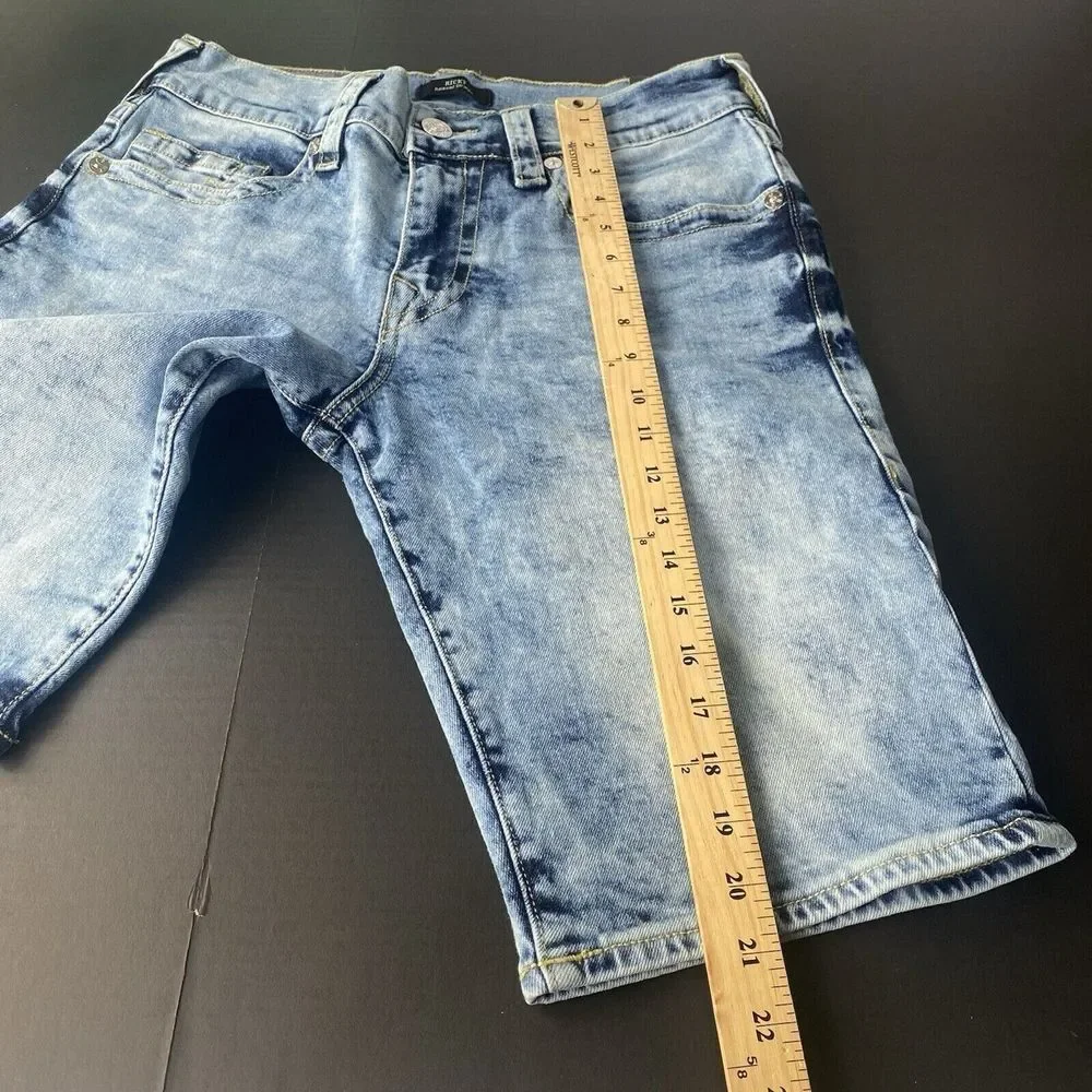 True Religion Men's Ricky Relaxed Straight Jeans Shorts Sz 32 Blue 107220R New